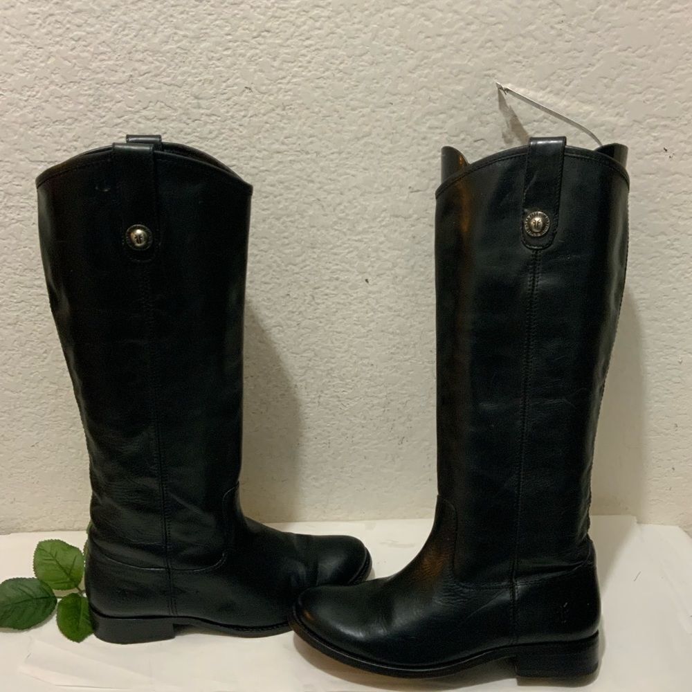 Frye Melissa Button Tall Leather Riding Boots Equestrian Boot Womens 6 Black